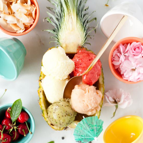 Pineapple boat with sorbet - Recipe photo by thehousethatlarsbuilt