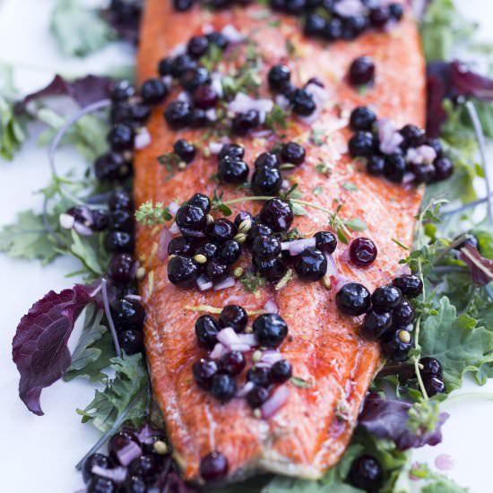 Huckleberry Salmon - Recipe photo by Feasting at Home