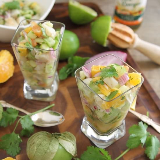 Grilled Scallop Citrus Ceviche - Recipe photo by Running to the Kitchen