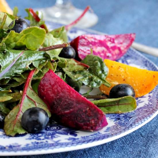 Roasted Beet Salad with Blueberries - Recipe photo by CouponClippingCook