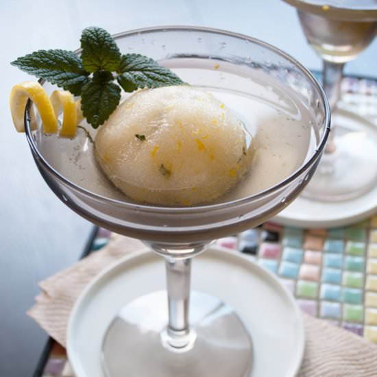 Lemon Sorbet Prosecco Cocktail - Recipe photo by InMyRedKitchen