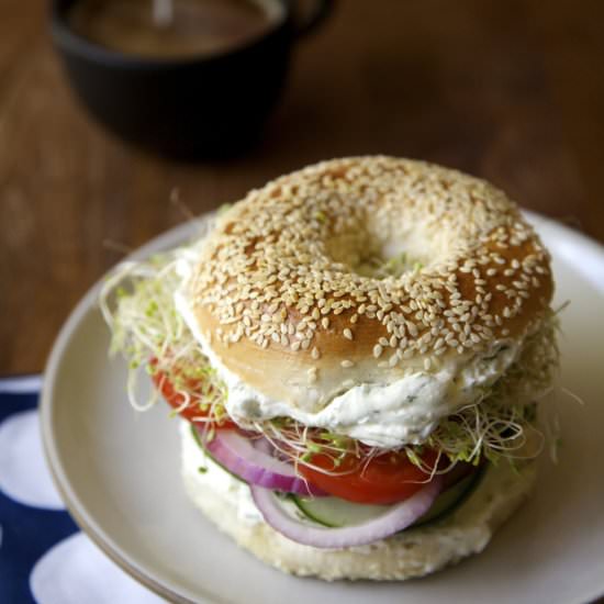 Horseradish Dill Bagel Sandwich - Recipe photo by cinemaandspice