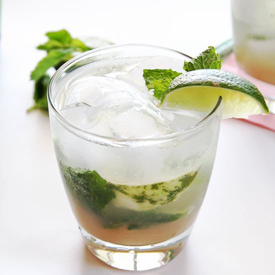 Rhubarb Mojito Mocktail - Recipe photo by Leelalicious