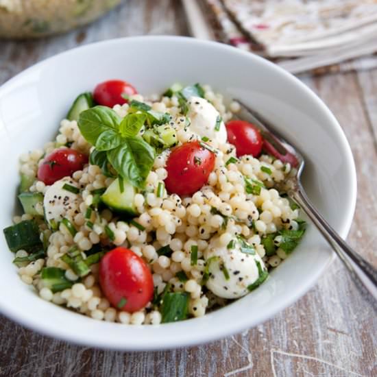 Israeli Couscous Caprese Salad - Recipe photo by kitchen serendipity