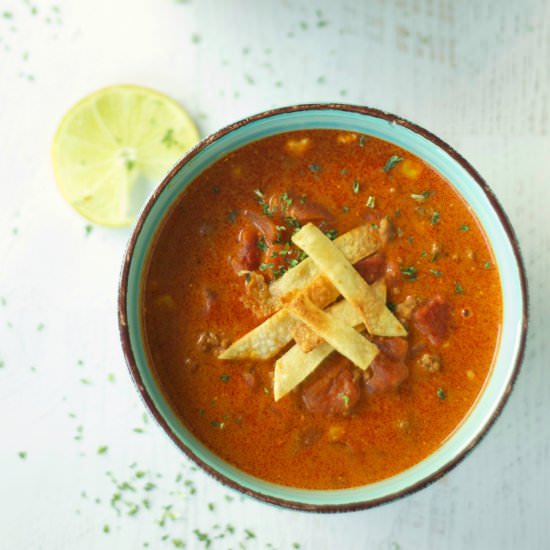Crockpot Beef Enchilada Soup - Recipe photo by slowcookergourmet
