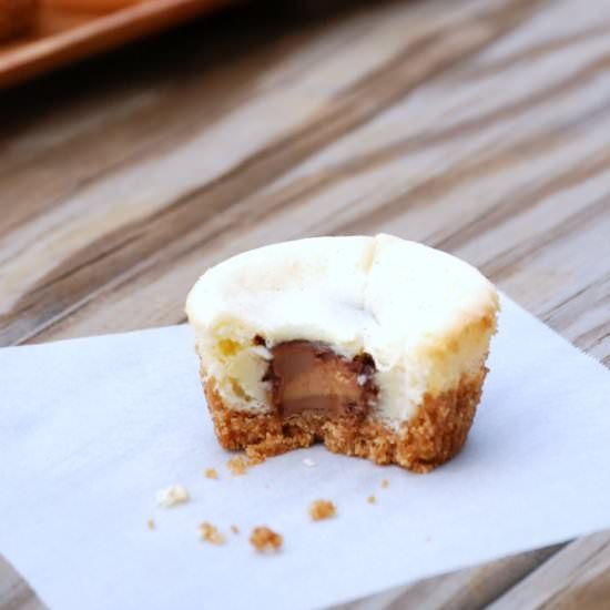 Peanut Butter Cup Mini Cheesecakes - Recipe photo by Endlessly Inspired