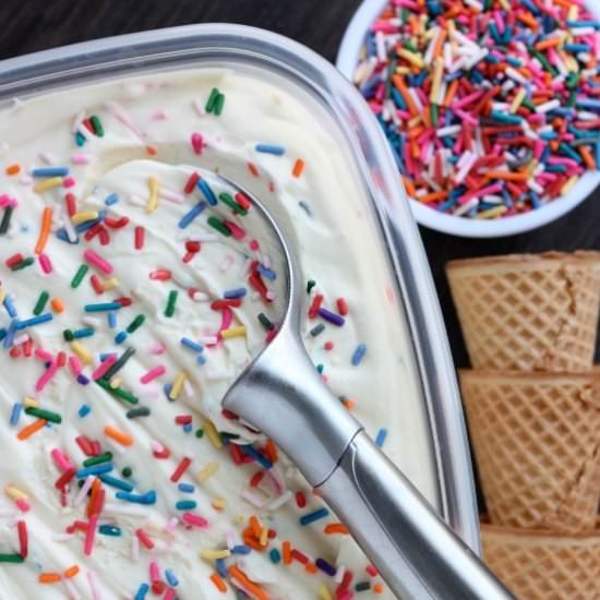NO CHURN Cake Batter Ice Cream - Recipe photo by dessertnowdinnerlater
