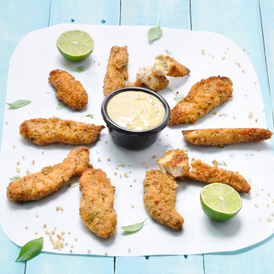 Quinoa Chia Crusted Chicken Strips - Recipe photo by lslfunblog
