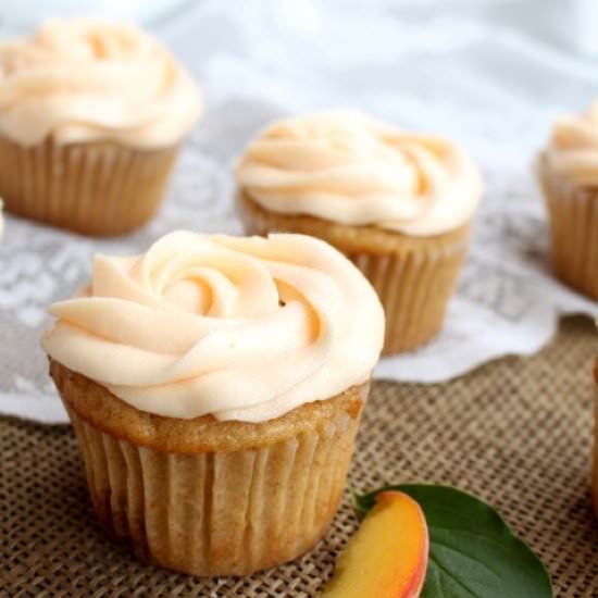 Brown Butter Peach Cupcakes - Recipe photo by chocolatewithgrace