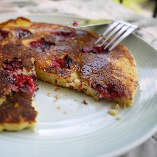 Raspberry Pancakes (paleo) - Recipe photo by perchancetocook.com
