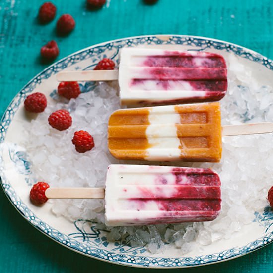 Diet raspberry and peach popsicles - Recipe photo by lazysundaycooking