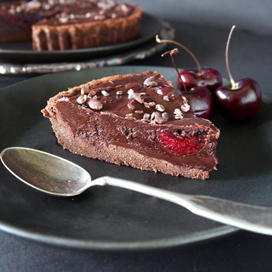 Chocolate Black Cherry Tart {Paleo} - Recipe photo by Audrey @ Unconventional Baker