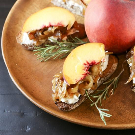 Peach & Goat Cheese Crostini - Recipe photo by Something New For Dinner
