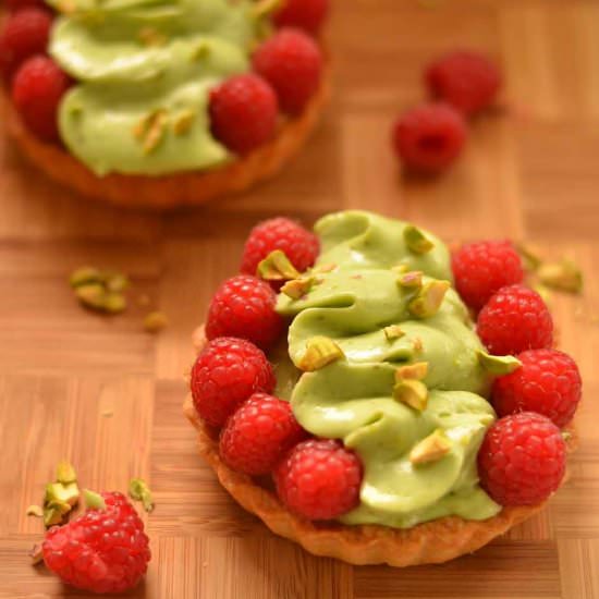 Raspberry and Pistachio Tart - Recipe photo by jothetartqueen
