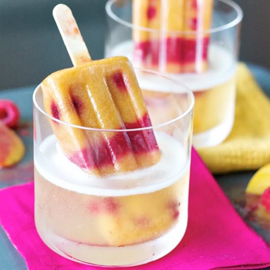 Peach Raspberry Popsicle Cocktails - Recipe photo by ericasweettooth