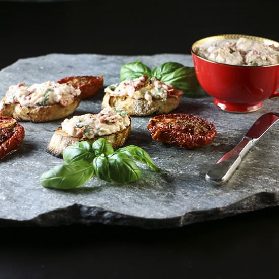 Roasted Tomato & Burrata Bruschetta - Recipe photo by Something New For Dinner