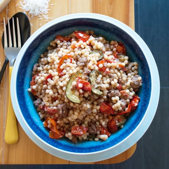 Couscous with Tomatoes and Zucchini - Recipe photo by InMyRedKitchen