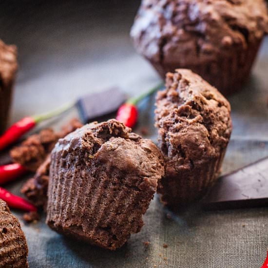 Chili Chocolate Lentil Muffins - Recipe photo by ourfreshkitchen