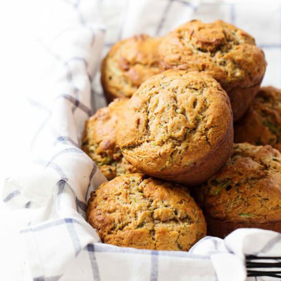 Honey and Olive Oil Zucchini Muffin - Recipe photo by pinchofyum
