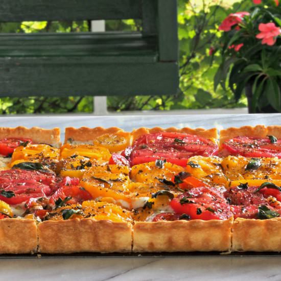 Tomato Tart with Mascarpone & Basil - Recipe photo by simply sated