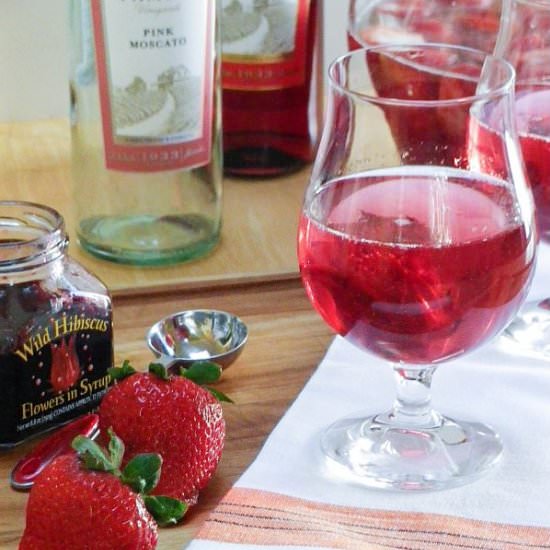 Pink Moscato Sangria w/Hibiscus - Recipe photo by webicurean