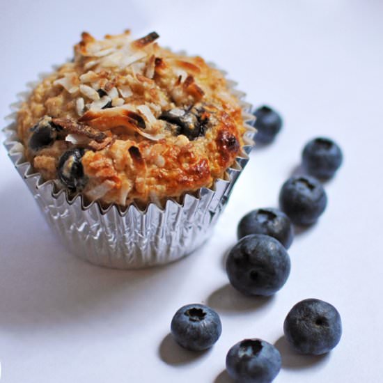 Blueberry Banana Protein Muffins - Recipe photo by winedinewander