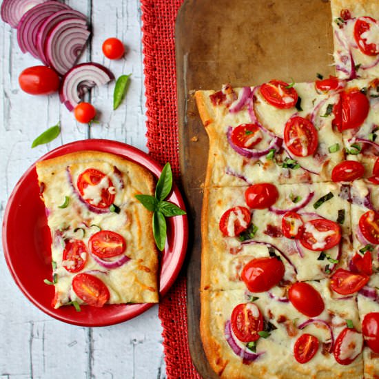 White Pizza with Bacon and Tomatoes - Recipe photo by DelightfulEMade