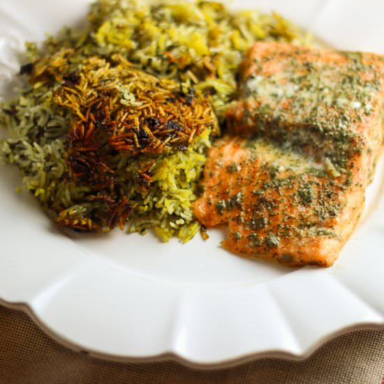 Herbed Rice with Salmon - Recipe photo by Honest and Tasty