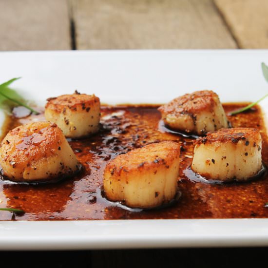 Seared Hokkaido Scallops Balsamic - Recipe photo by Dentist Chef