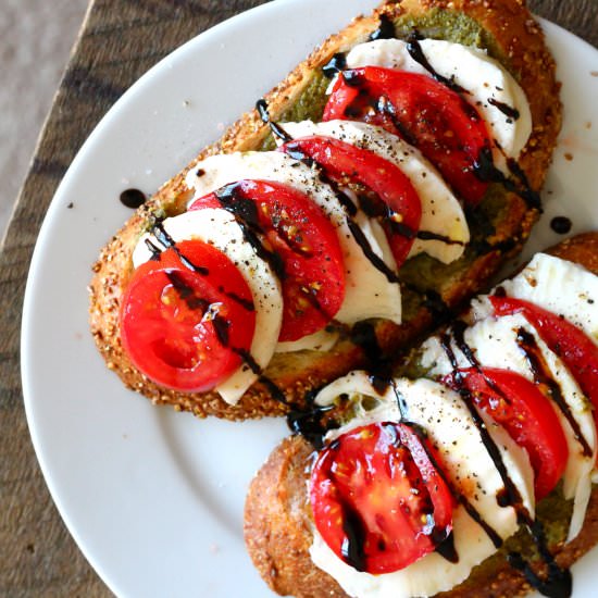Caprese Toasts - Recipe photo by Confectionary Tales