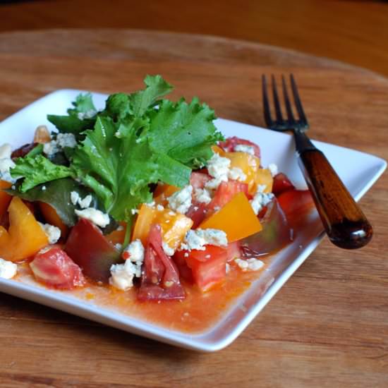 Tomato Salad with Blue Cheese - Recipe photo by Circle B Kitchen