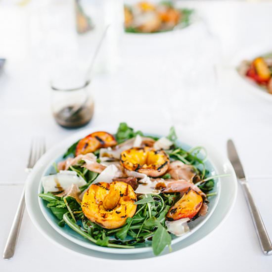 Grilled Peaches Salad with Parma - Recipe photo by lazysundaycooking