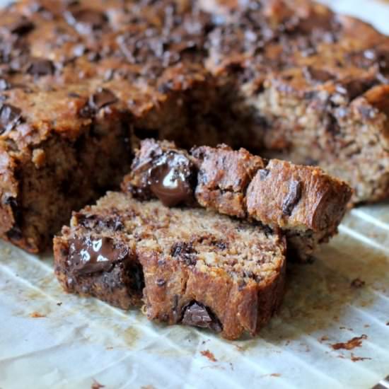 Paleo Chocolate Chunk Banana Bread - Recipe photo by bakerita