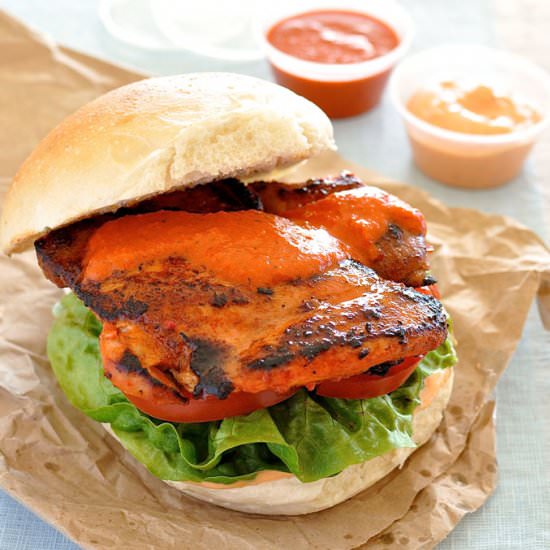 Nando's Peri Peri Chicken Burger - Recipe photo by RecipeTin Eats
