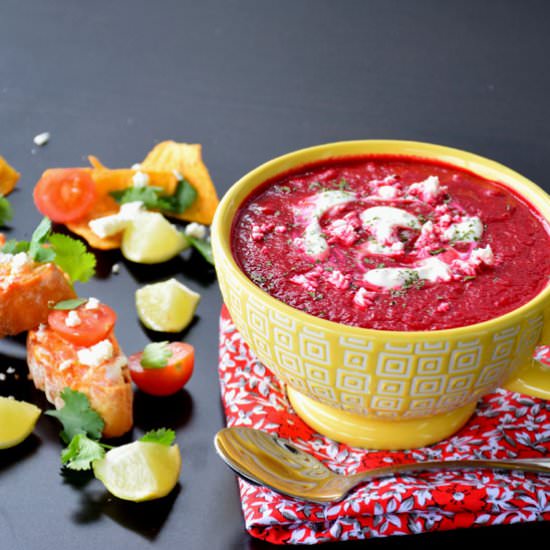 Roasted Garlic Tomato Beetroot Soup - Recipe photo by Eat as you Like