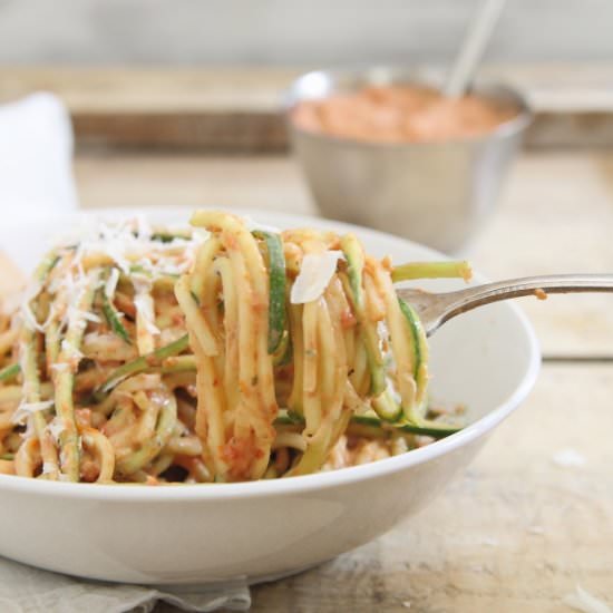 Zucchini Noodles with Tomato Sauce - Recipe photo by Running to the Kitchen