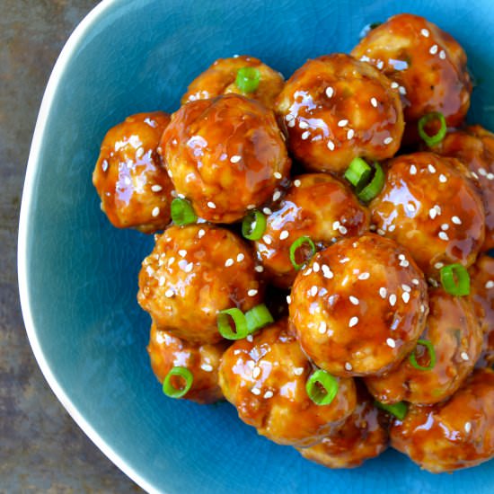 Baked Teriyaki Chicken Meatballs - Recipe photo by justataste