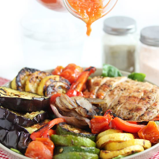 Grilled Chicken Veggie Salads - Recipe photo by lexiscleankitchen