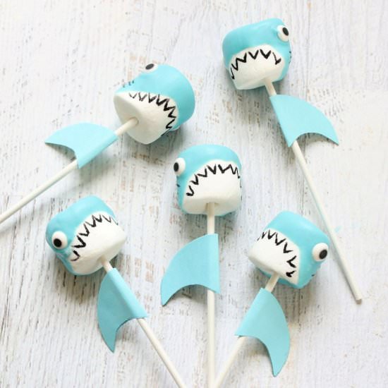 Shark Marshmallow Pops - Recipe photo by chic cookies
