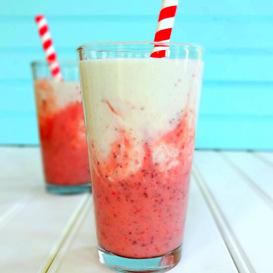 Strawberry Coconut Swirl Shake - Recipe photo by TheGlowingFridge