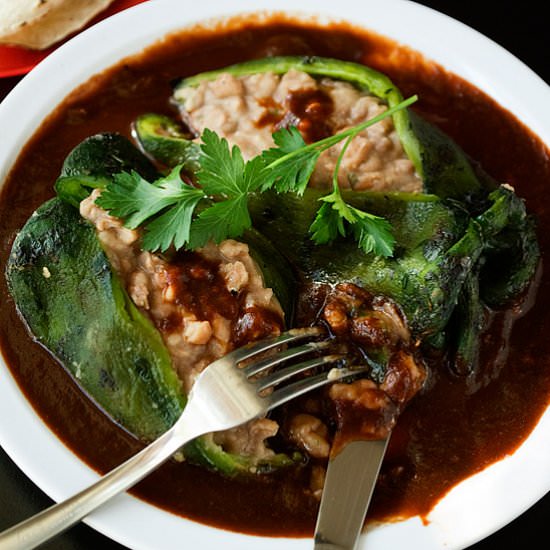 Bean Stuffed Poblano Peppers - Recipe photo by SpicieFoodie