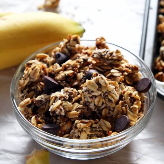 Healthy Banana Coconut Granola - Recipe photo by Leelalicious