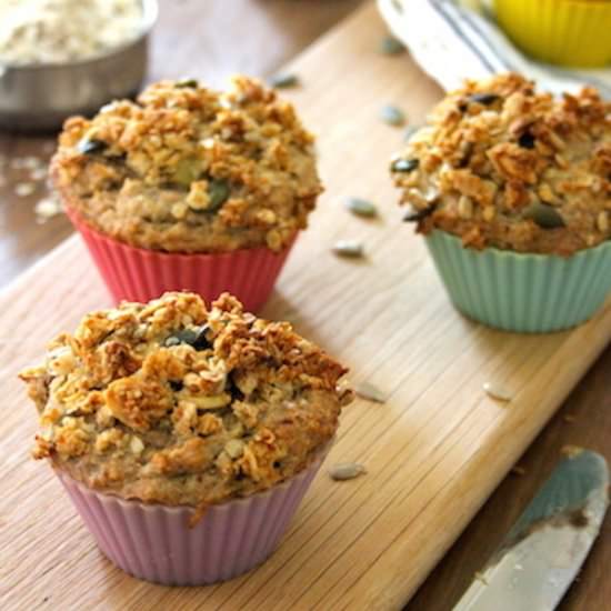 Roasted Rhubarb Granola Muffins - Recipe photo by The Cookie Fairy