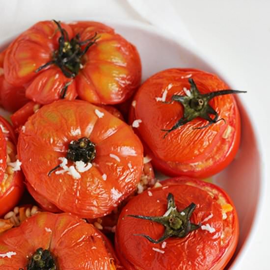 Stuffed Tomatoes with Pearl Barley - Recipe photo by Tosia