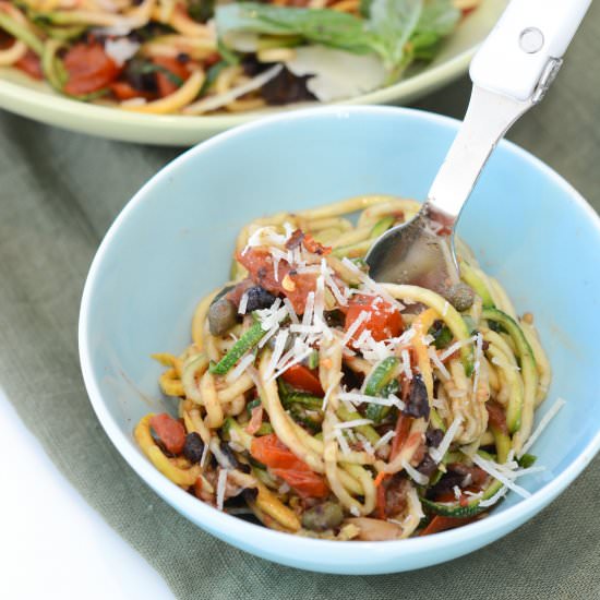 Zucchini Noodle Puttanesca - Recipe photo by Diva Eats World
