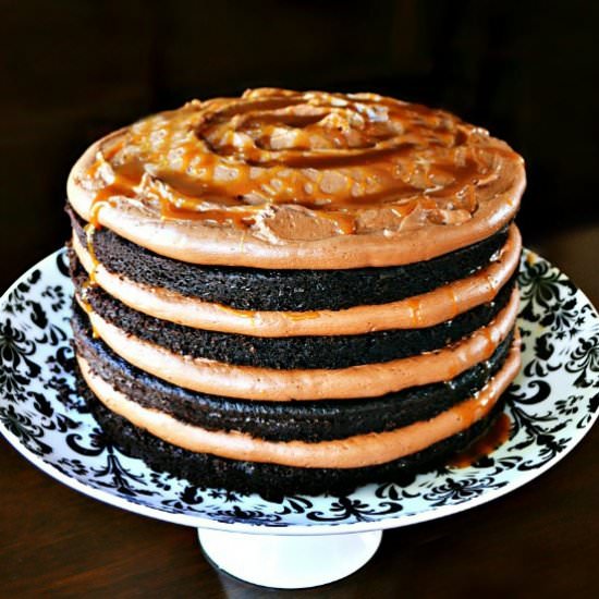 Dark Chocolate Salted Caramel Cake - Recipe photo by LilikoiJoy