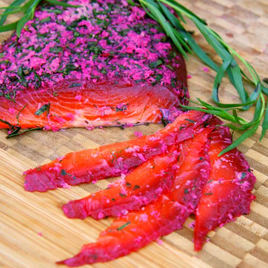 Beet Cured Salmon - Recipe photo by portandfin