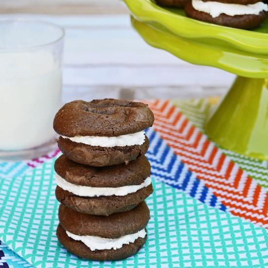 Gluten Free Chocolate Whoopie Cakes - Recipe photo by Breezy Bakes