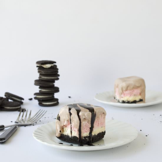 Neapolitan Oreo Ice Cream Bites - Recipe photo by thefirstyearblog