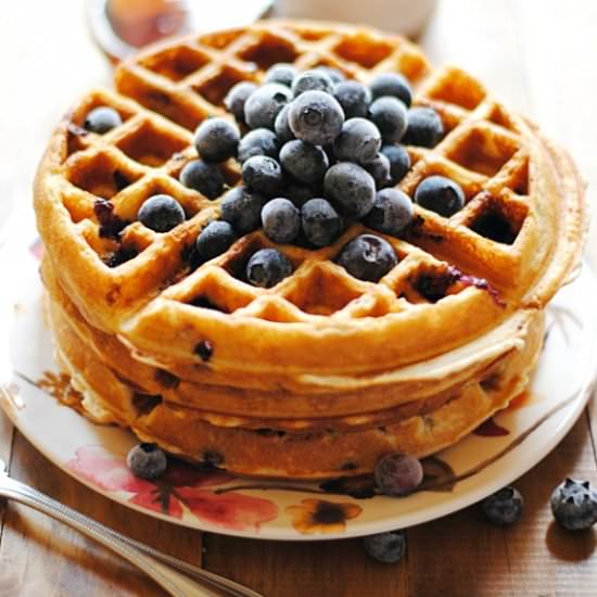 Vanilla Bean Blueberry Waffles - Recipe photo by Something Swanky
